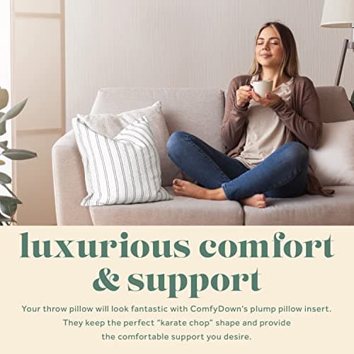USA-Made 14x20 Down Feather Pillow Insert, 100% Cotton Cover (Set of 2)