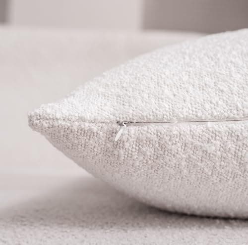 Textured Boucle Throw Pillow Covers White, Pack of 2, 18x18 Square