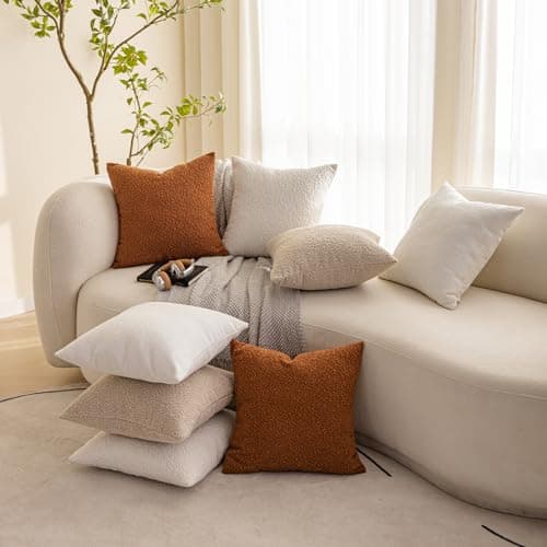 Cream Boucle Textured Pillow Covers - Set of 2