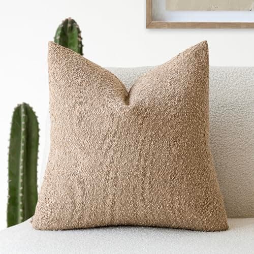 Decorative Boucle Throw Pillow Covers - Cozy Soft Solid Cushion Cases for Living Room Home Decor