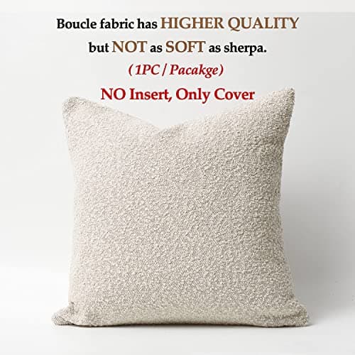 Luxury Boucle Pillow Cover for Bed Sofa - Buttery Cream, 24x24, Soft Accent Couch Cushion Case