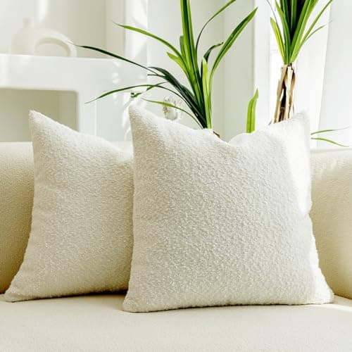 Cream Boucle Textured Pillow Covers - Set of 2