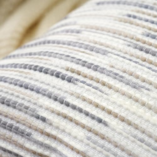 Aeckself Gray & White Boho Striped Chenille Pillow Cover