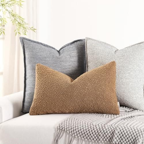 Decorative Lumbar Pillow Cover 12x20 inches for Couch - Set of 1, Tobacco
