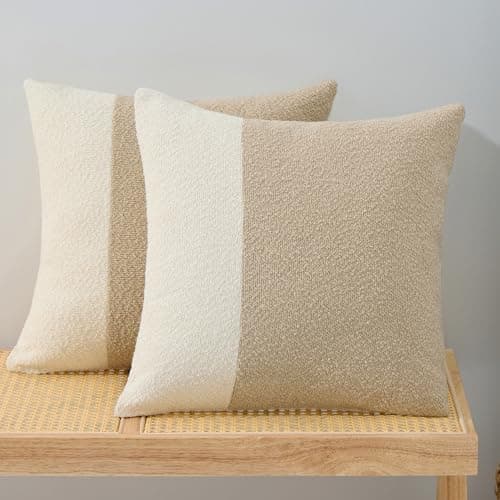 Neutral Boho 18x18 Throw Pillow Covers Set of 2 for Couch Bed