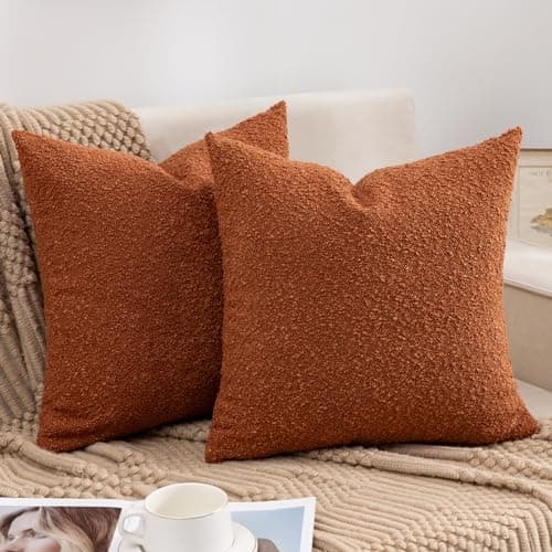 Cream Boucle Textured Pillow Covers - Set of 2