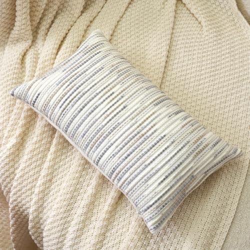 Aeckself Gray & White Boho Striped Chenille Pillow Cover