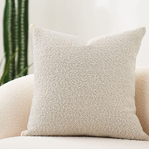 Luxury Boucle Pillow Cover for Bed Sofa - Buttery Cream, 24x24, Soft Accent Couch Cushion Case