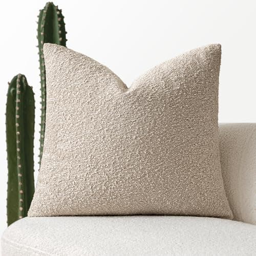 MIULEE Neutral Throw Pillow Cover 18x18 Inch Solid Texture Soft for Home Decor