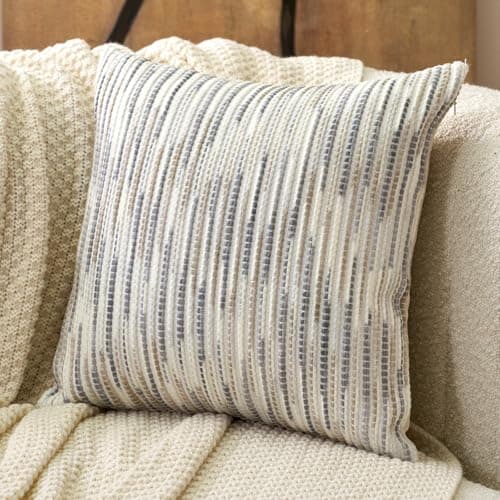 Aeckself Gray & White Boho Striped Chenille Pillow Cover