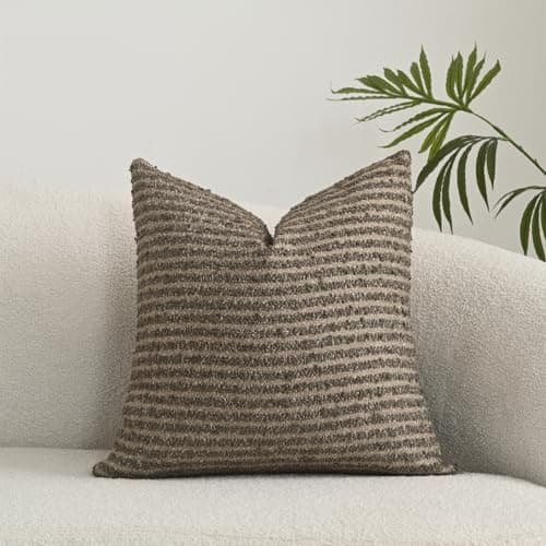 Textured Boucle Lumbar Pillow Covers 12x20 Inch, Brown