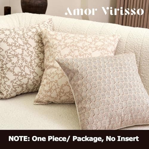 Amor Virisso Cloud Cream 18x18 Floral Pillow Cover Accent Sofa Decor