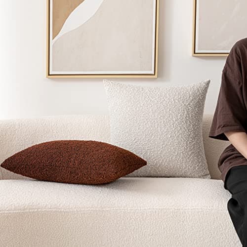 Decorative Throw Pillow Cover Ivory 18 x 18 Inch for Living Room