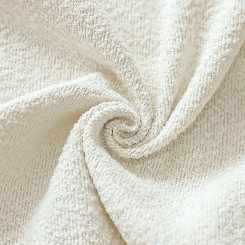 Textured Boucle Throw Pillow Covers 12x20 Inch Ivory White (Pack of 2)