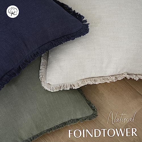 Foindtower 26 Natural Beige Boho Fringe Throw Pillow Cover for Sofa and Chair Decor