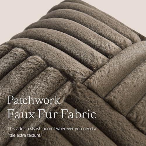Foindtower Brown 18x18 Inch Faux Fur Cushion Cover Soft Velvet Living Room Decor