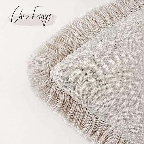 Foindtower 26 Natural Beige Boho Fringe Throw Pillow Cover for Sofa and Chair Decor