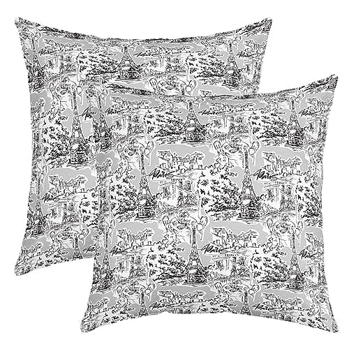 Vintage Paris Grey Eiffel Tower Pillow Cover, 18"x18", Reversible Print Pack of 2