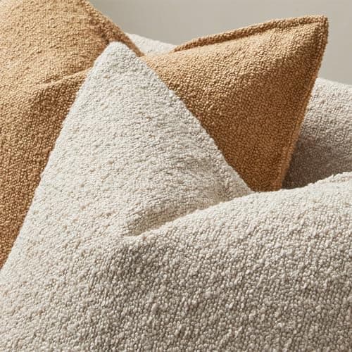 Beige Boucle Throw Pillow Covers 22x22 inch Set of 2