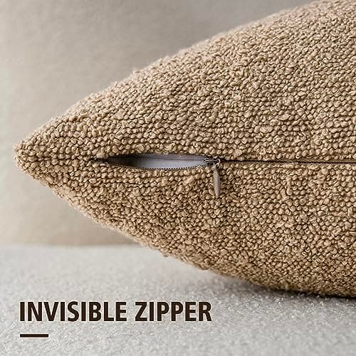 Decorative Boucle Throw Pillow Covers - Cozy Soft Solid Cushion Cases for Living Room Home Decor