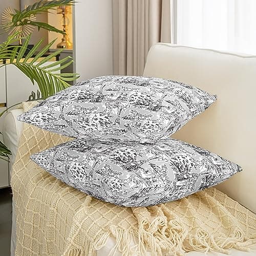 Vintage Paris Grey Eiffel Tower Pillow Cover, 18"x18", Reversible Print Pack of 2
