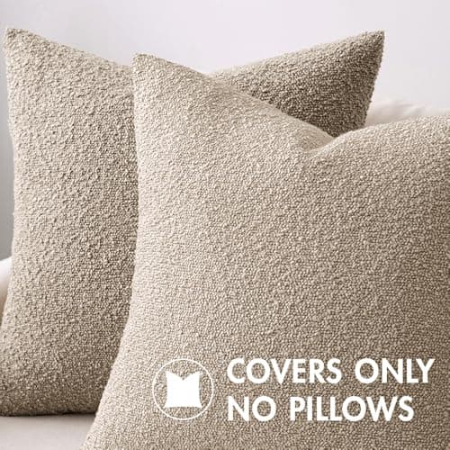 MIULEE Neutral Throw Pillow Cover 18x18 Inch Solid Texture Soft for Home Decor